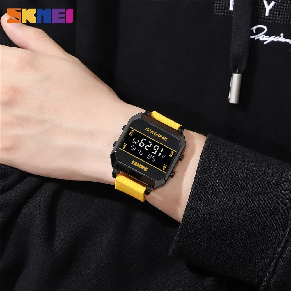 SKMEI 1848 3Bar مقاوم للماء LED ضوء الإلكترونية العد التنازلي ساعة reloj hombre الرقمية حركة ساعة اليد للرجال الرياضة الساعات