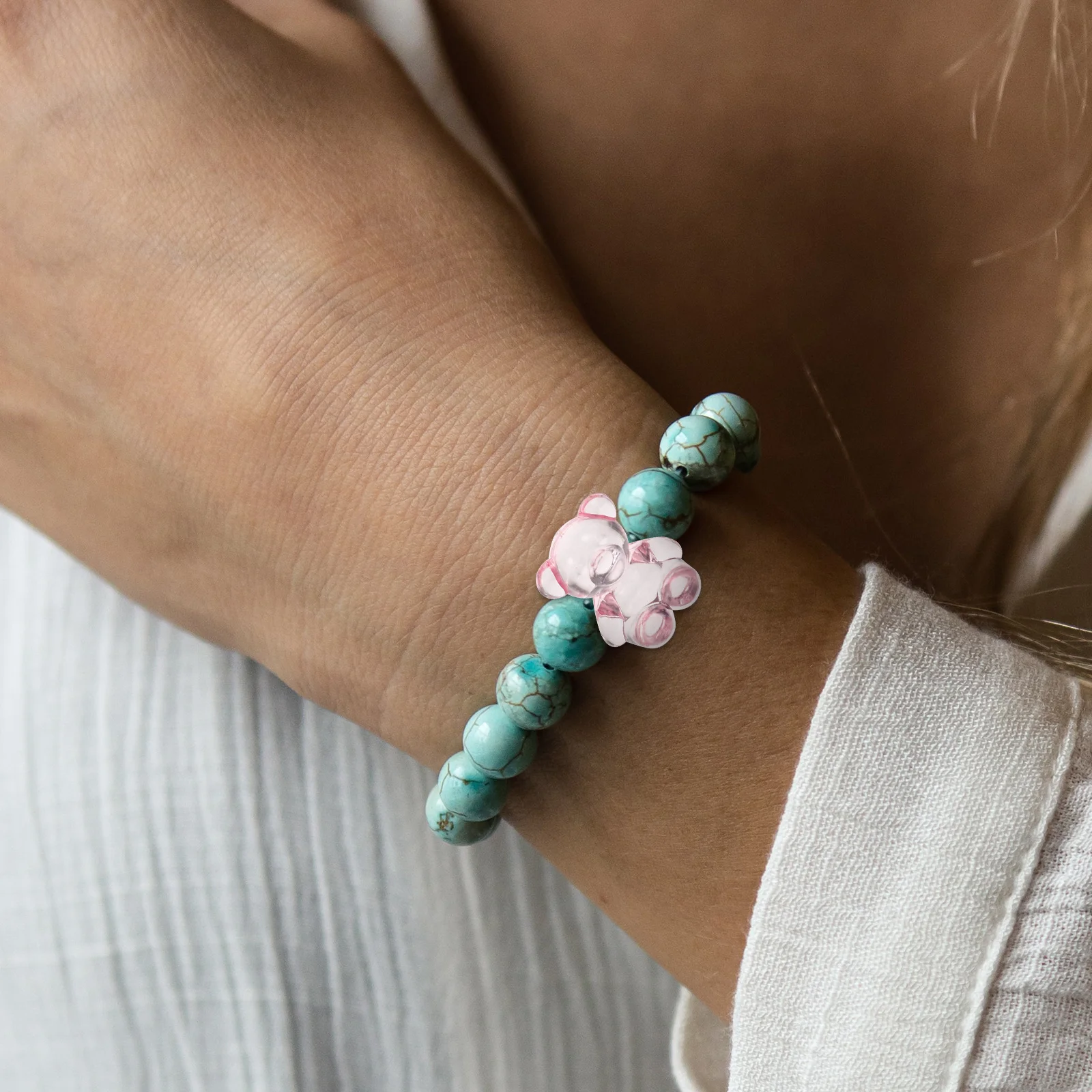 

100pcs Bear Shaped Beads Acrylic Loose Spacer Beads For Diy Jewelry Making Craft Supplies Necklace Bracelet Hair Ties