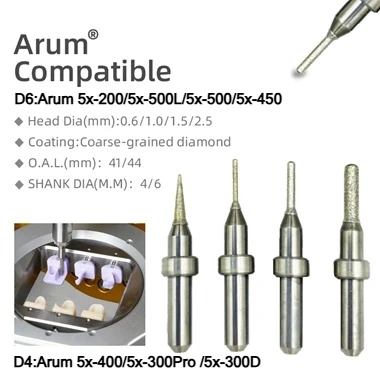 

Фреза для зуботехнических лабораторий Arum из дисиликата лития 5X-300D 5X-400, фреза для стеклокерамики Arum 5X-200 5X-500