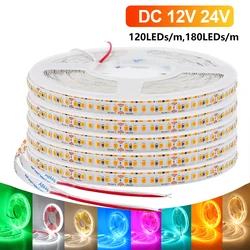 12V 24V LED Strip 120LEDs/m 180LEDs/m Red Green Ice Blue Pink Yellow Warm White Flexible And Cuttable 2835 Soft Lamp Bar