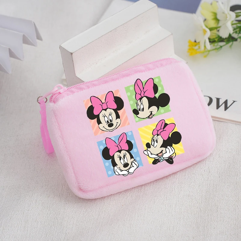 Disney Mickey Mouse Minnie Girls Mini Plush Coin Purse Children wallet Cartoon Anime Kawaii Storage Bag Kids Birthday Cute Gifts