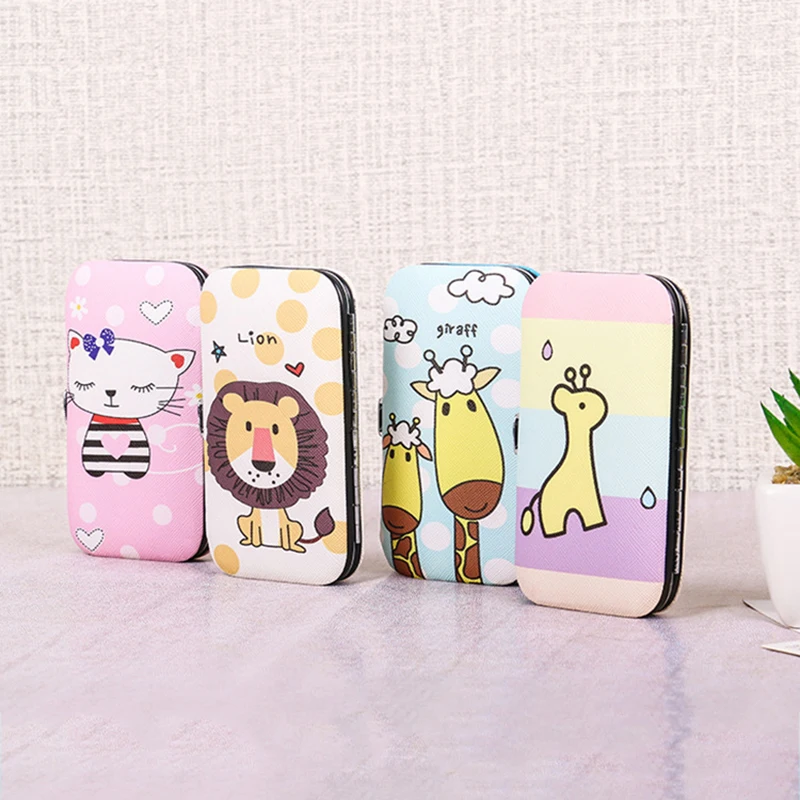 7개 세트 만화 스테인리스 스틸 손톱 다듬기 도구 손톱깎이 세트 가정용 매니큐어 페디큐어 손톱깎이 키트