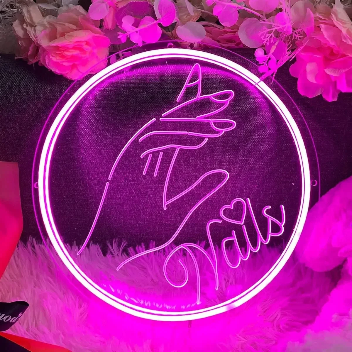 

Nails Neon Sign LED Circular Carving Neon Light For Nail shop Beauty Shop Decoration Business Signs Room wall Decoration Lights