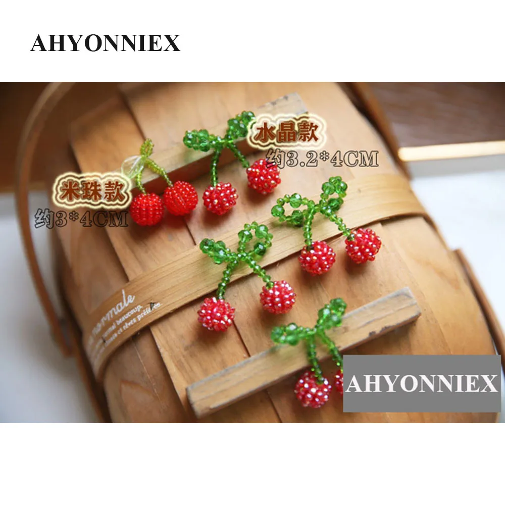 3D Beads Cherry Patches for Clothing DIY Sew On Patches Beaded Applique Parches Bordados Para Clothing Decoration