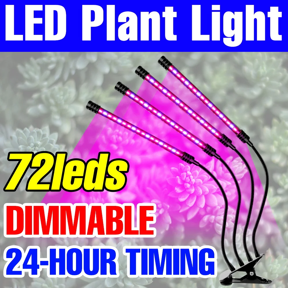 

LED Grow Light Full Spectrum Indoor Plant Hydroponics Lamp With 24 Hour Timing Dimming Waterproof For Cactus Cultivation USB 5V