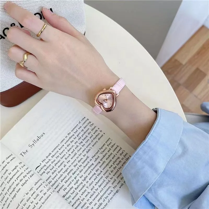 Women Multicolored Heart Shaped Dial Watch Luxury High-end Diamond Quartz Watches