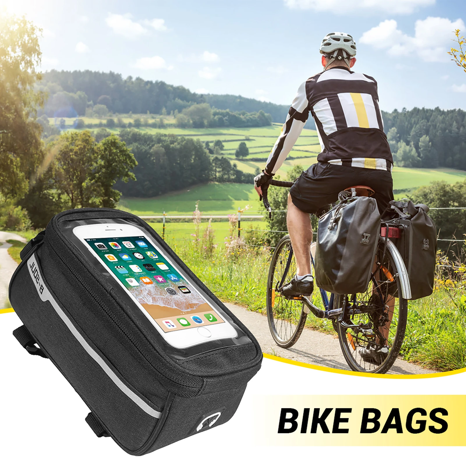 Waterproof Bike Phone Handlebar Bag Mobile Phone Touch Screen Waterproof Organiser Bike Accessories for Adult Bikes