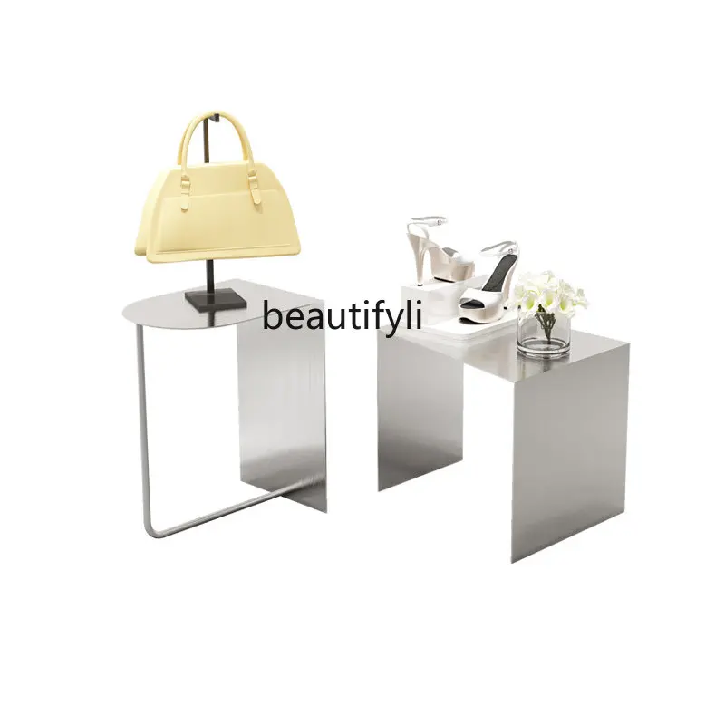 

yj Clothing Store Window Decorative Ornament Stainless Steel Brushed Display Stand Display Table