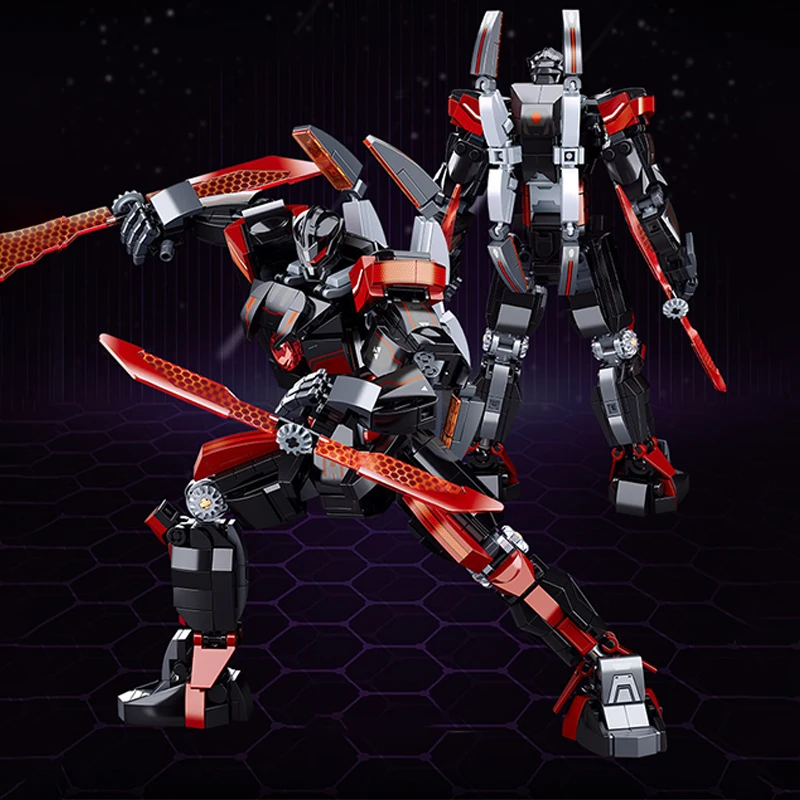 585pcs Black Red Mecha Assembly Building Block Model Robot Children\'s Educational Toys For Christmas Gifts 25.6cm