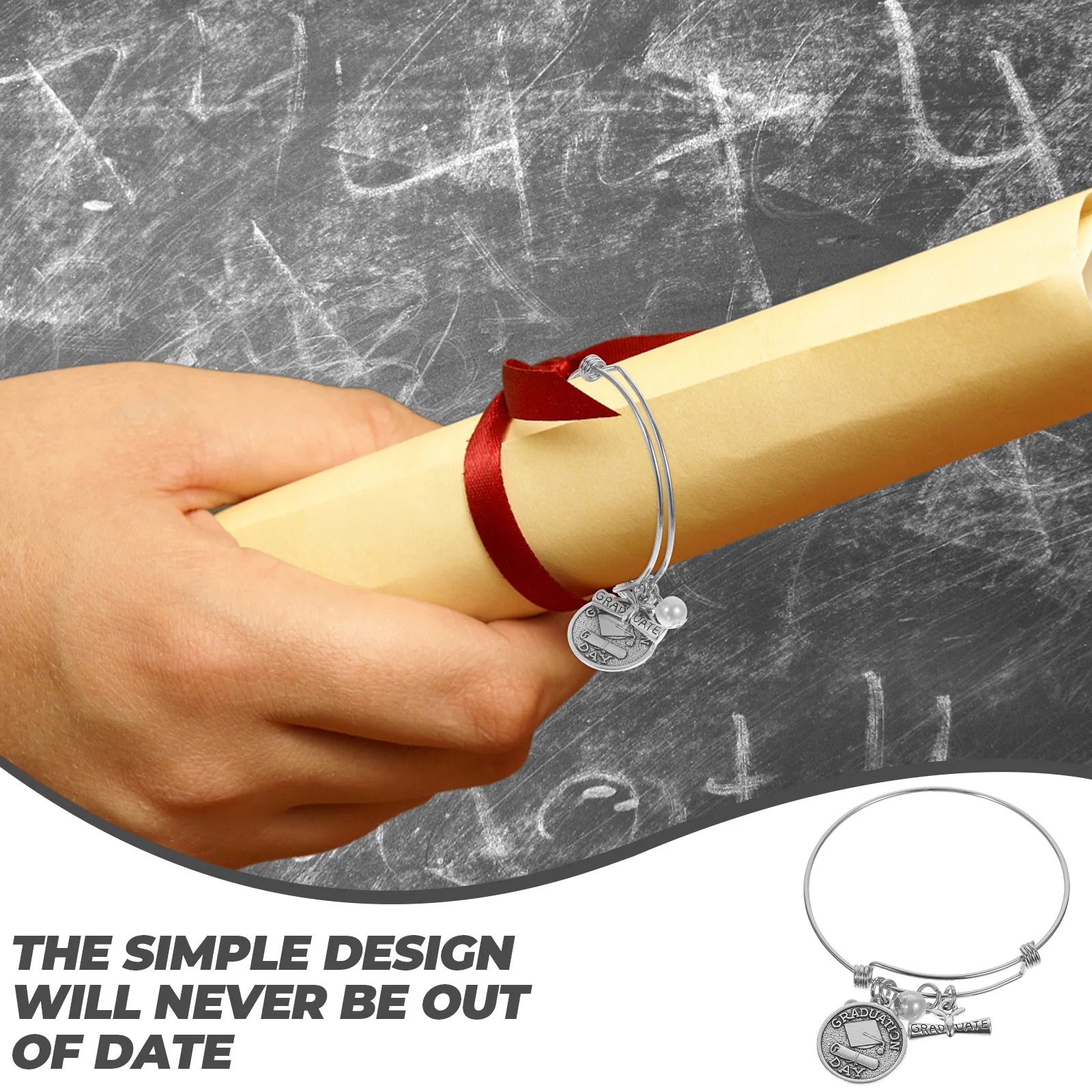 

Graduation Bracelet Gift for Her Class of 2023 Adjustable Bangle Certificate Scroll Design Elegant Memory Keepsake Tarnish