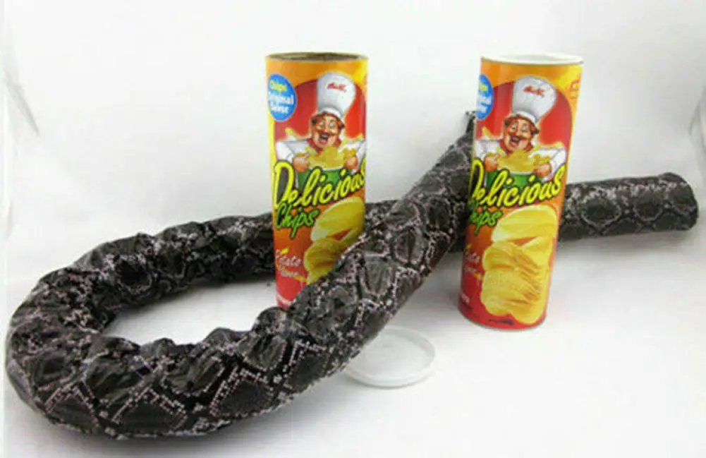 The Potato Chip Snake Can Jump Stage Magic Tricks Spring Snake Toy April Fool Day Halloween Party Jokes in A Can Gag Gift Prank