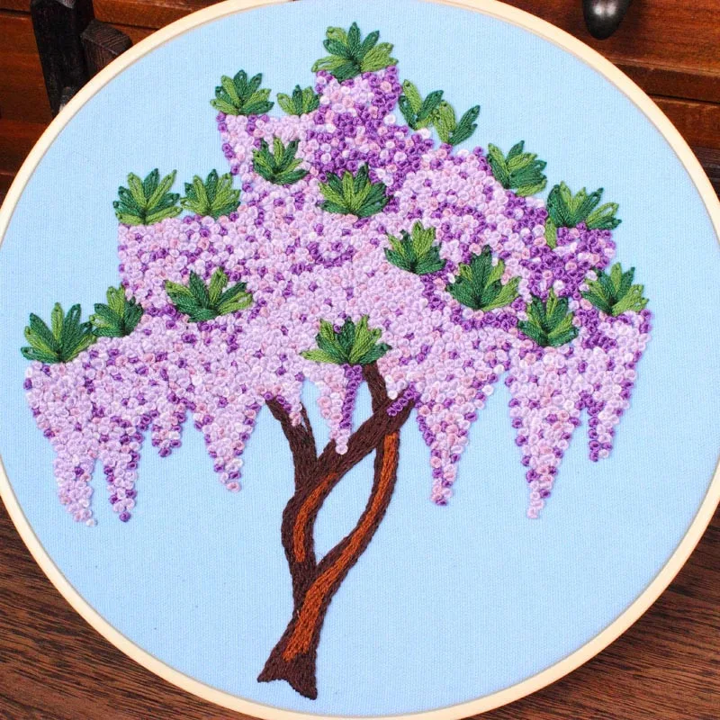 DIY Embroidery Kit for Beginner Flower Tree Cross Stitch Set Pattern Printed Needlework Sewing Art Craft Painting Gift Wholesale