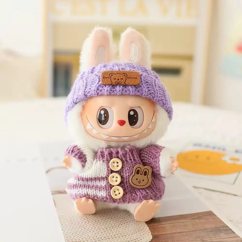 for Labubu Outfit V1 V2 V3 17cm Dolls Sitting Accessories Glasses Clothing Designer Kids Gift Sweater Hat Bag Set Doll clothes