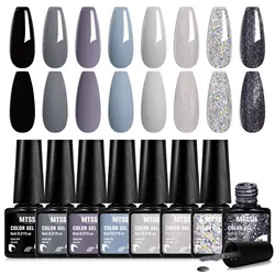 6PCS/Set Colorful Gorgeous Gel Nail Polish Kit Autumn Series Sparkling Shinning Manicure Soak Off Black White Nails Art Varnish