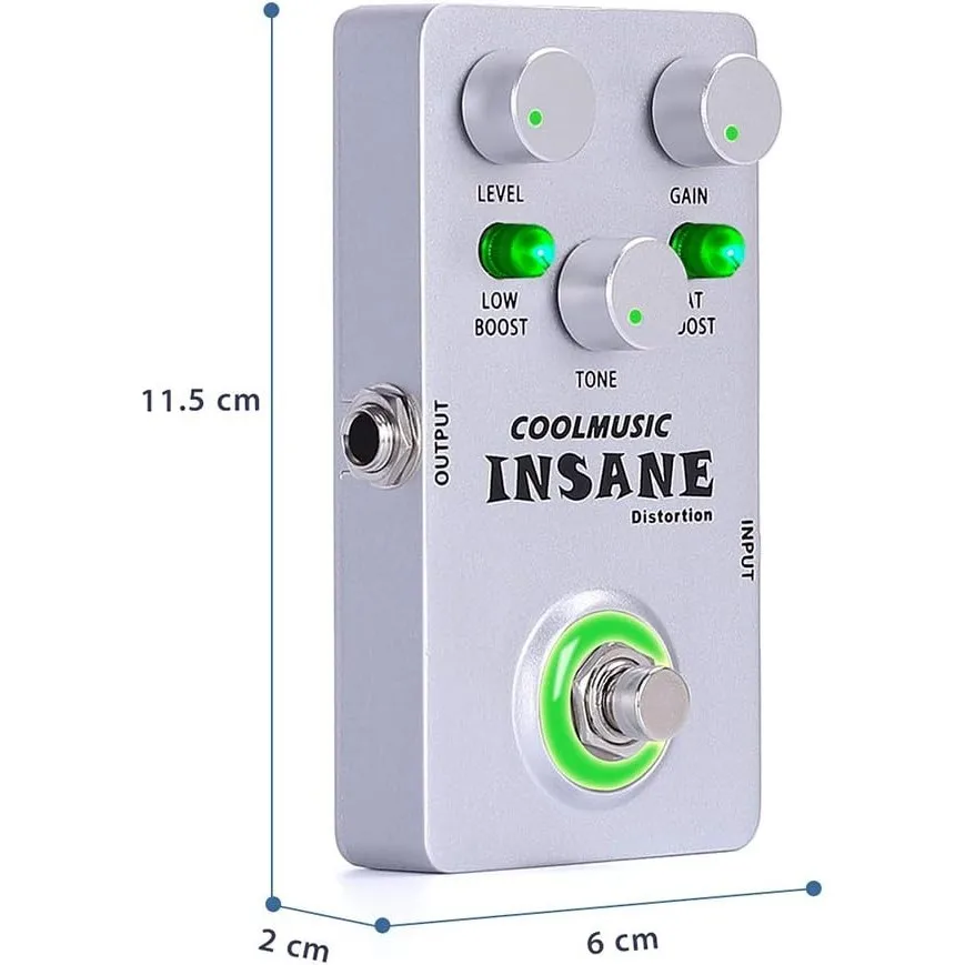 COOLMUSIC C-DI01 Analog Insane Distortion Guitar Bass Distortion Pedal