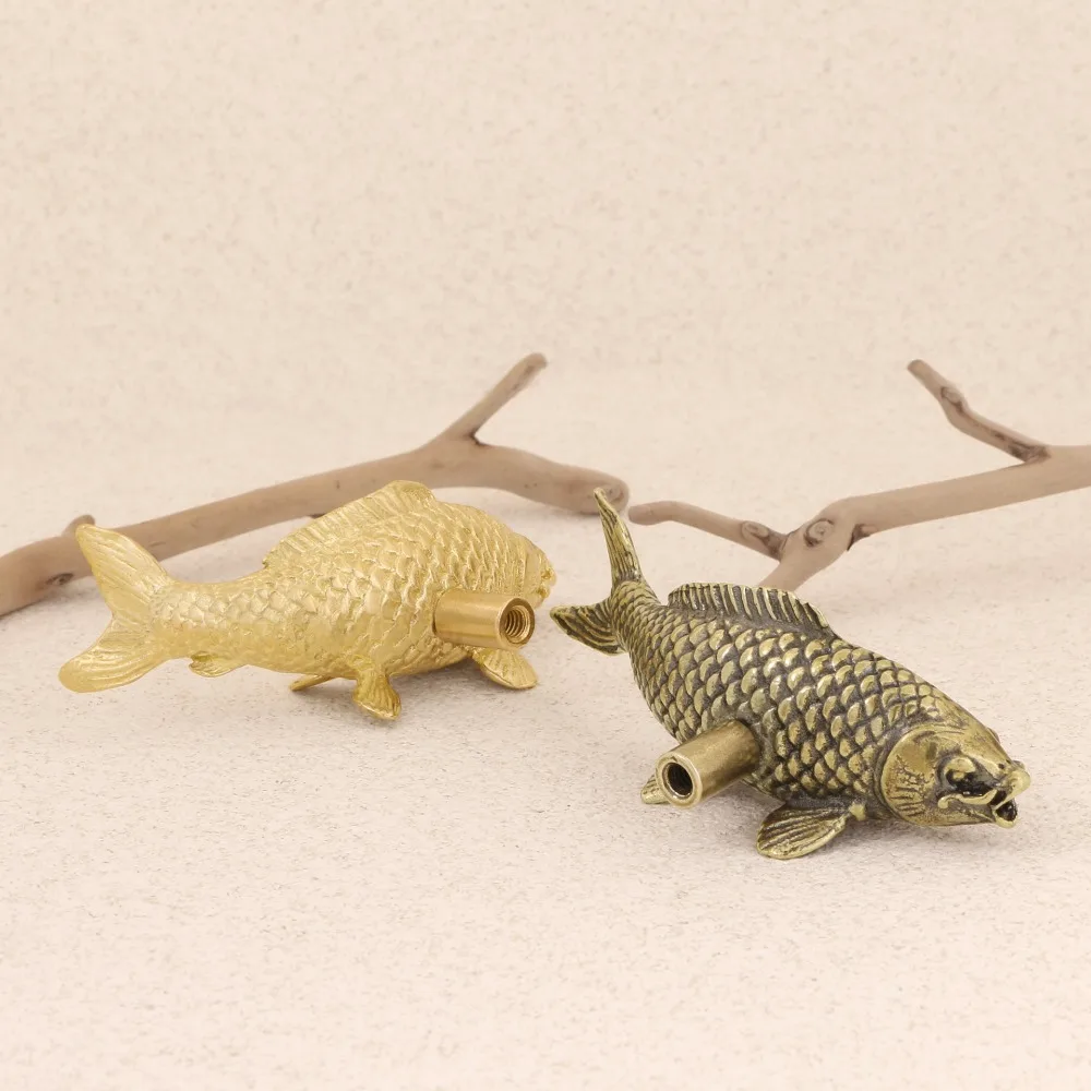 

Vintage Gold Color Carp Fish Brass Handle Luxury Retro Cabinet Door Knobs Push-pull Single Hole Wardrobe Drawer Pulls Cupboard