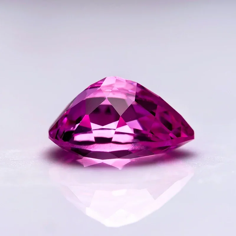 Lab Grown Sapphire Pear Shaped Hot Pink Color VVS1 Gemstones for Charms DIY Jewelry Making Materials Selectable AGL Certificate