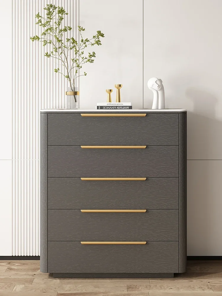 Bedroom Rock Chest of Drawers High-end Modern Simple Solid Wood Drawers Deepen Storage Cabinets.