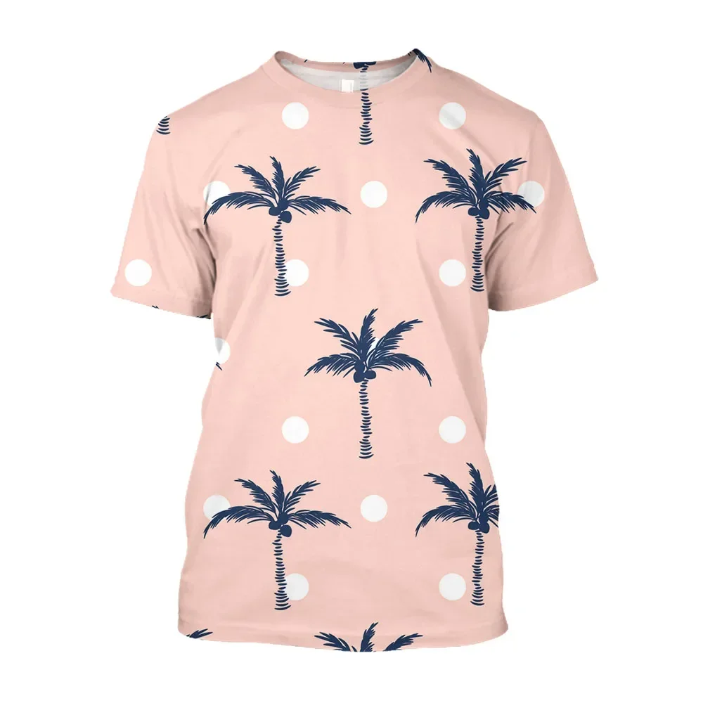 

Summer Fashion New Hawaii Style graphic t shirts For Men Trend Casual Beach Resort Coconut Trees Printed Round Neck Short Sleeve