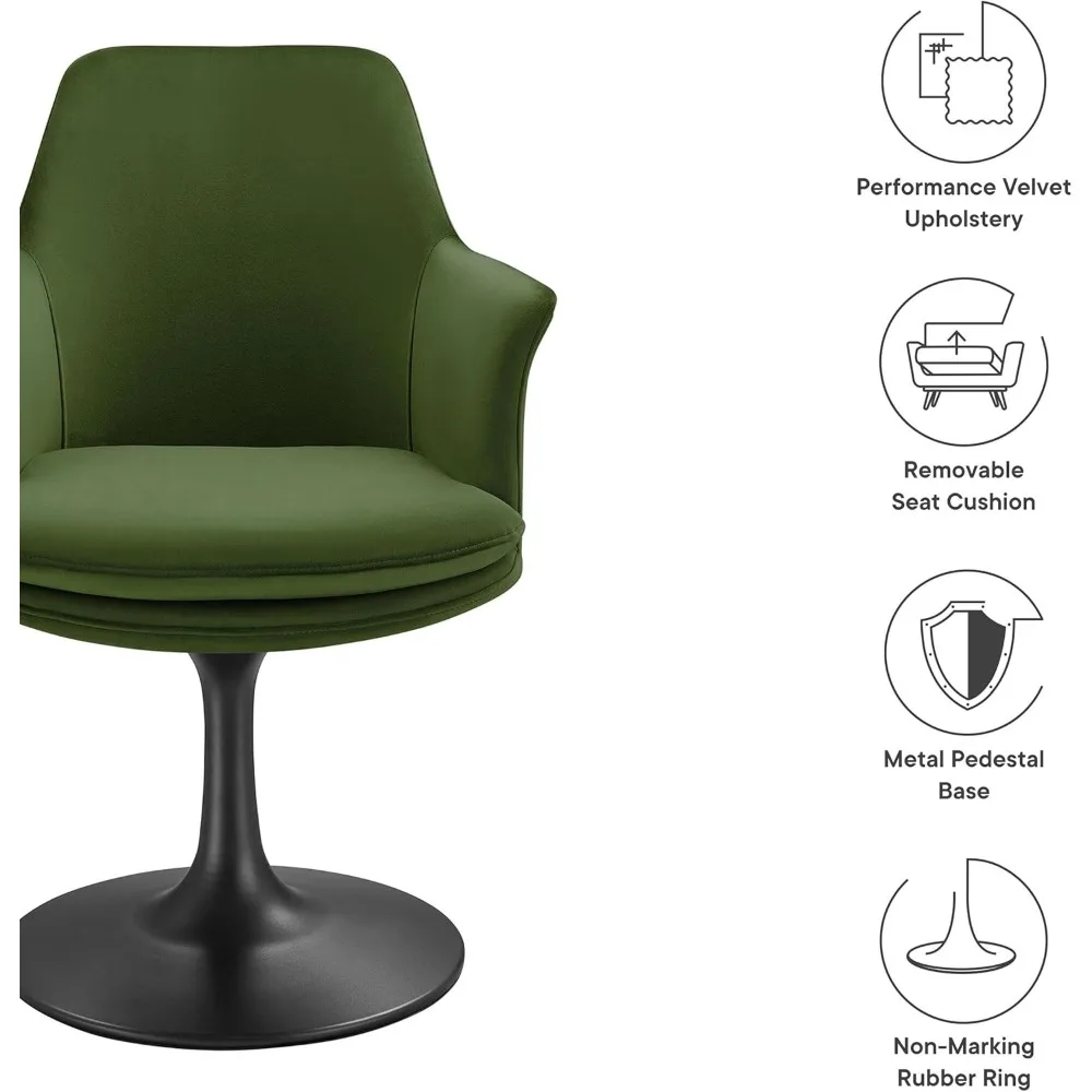 كرسي بذراعين دوار من Black Moss Green Lippa Velvet - كرسي دوار مقاوم للبقع #4