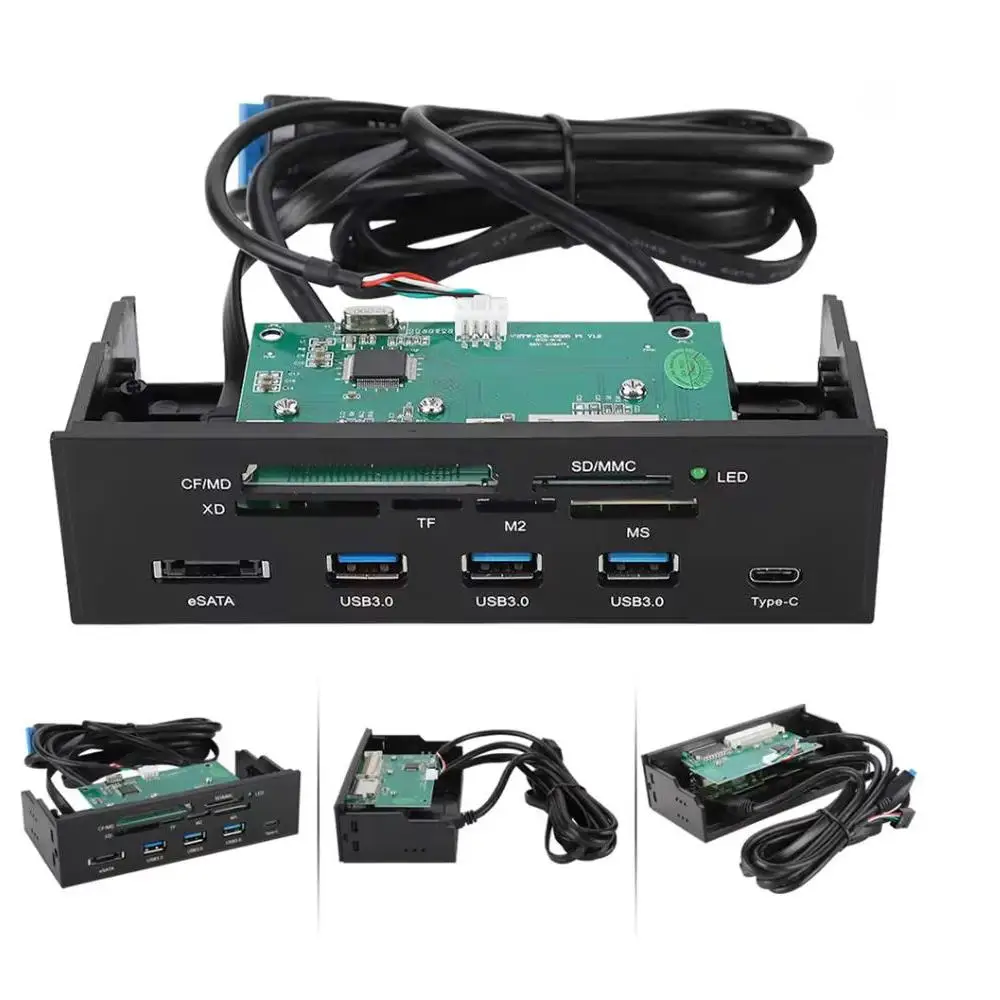 5.25 بوصة متعددة الوظائف قارئ بطاقات داخلي لوحة القيادة الكمبيوتر اللوحة الأمامية قارئ بطاقات ملحق قارئ بطاقات داخلي اللوحة الأمامية للكمبيوتر #1