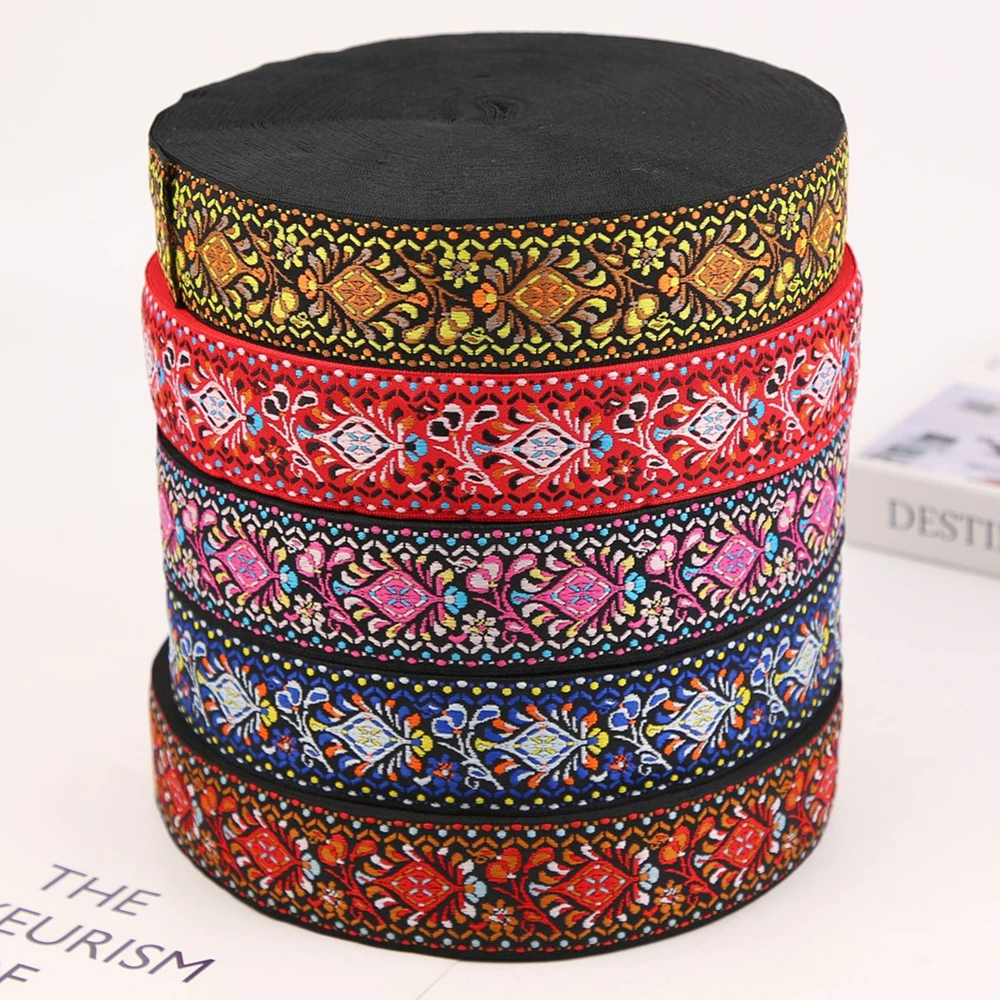 3 Yards 40mm 1.5 Inch Width Sun Flowers Retro National Style Jacquard Ribbon Decorative Accessories Lace Webbing