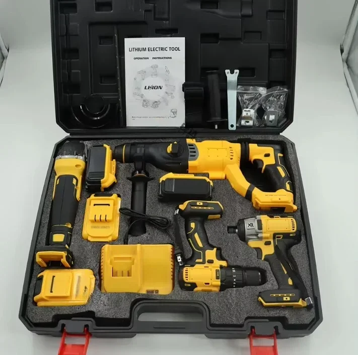 Professional Combo Tool Kit Box Electric Power Combo Household Tools Sets With Cordless Power Drills garden tools