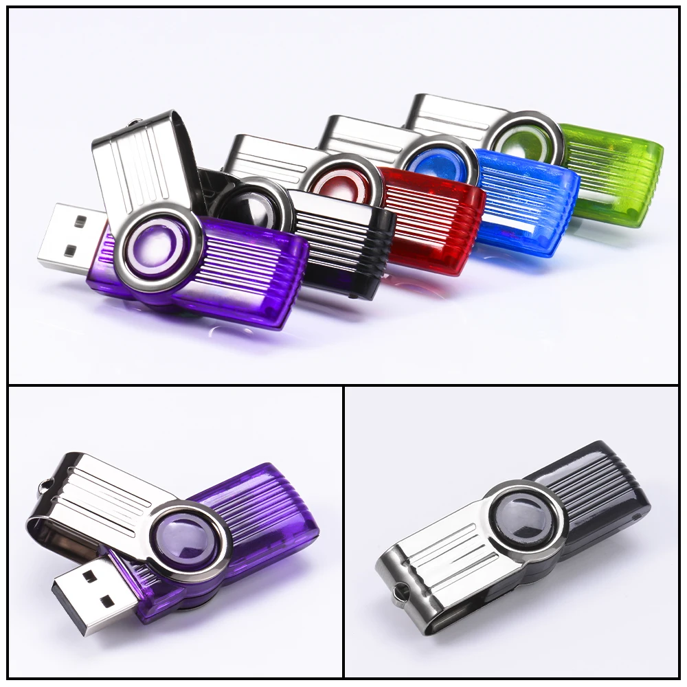 Hot Sale Colorful Rotatable USB Flash Drive 128GB Memory Stick 64GB Free Keychain Pen Drive 32GB High Speed ​​USB Flash Drive