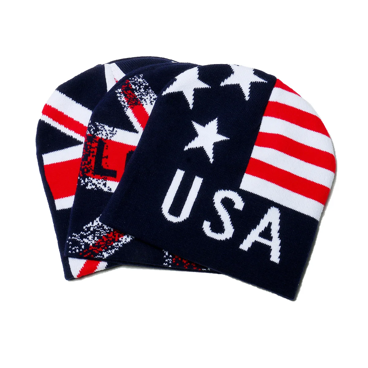 Spring/Autumn Man’s America Flag Knitting Hat Fashion Elastic Cap For Women Unisex Britain Flag Hat Female’s Warm Beanie Caps