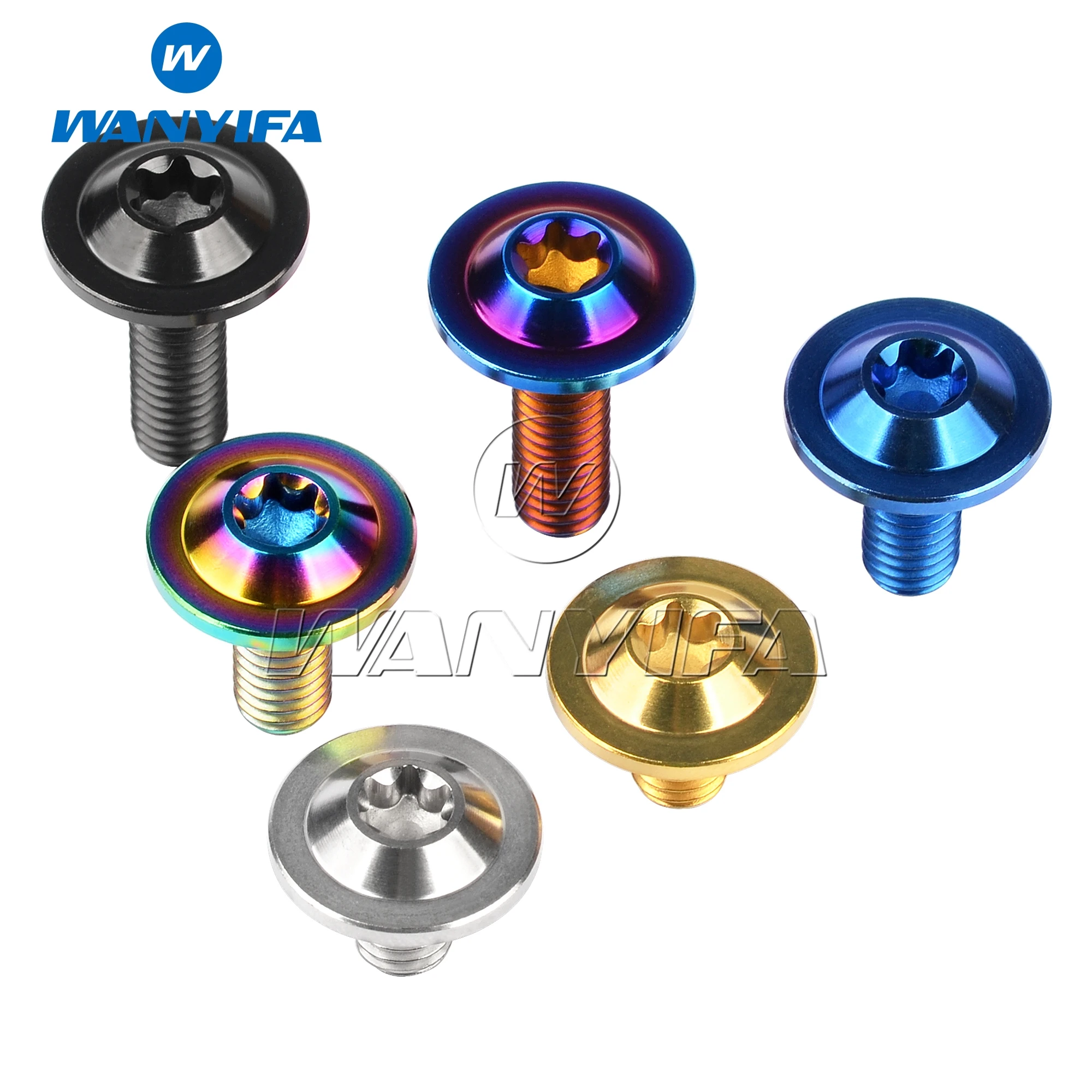 Wanyifa Titanium Bolt M6x10/15/20mm Torx T30 Head Ti Screws for Bicycle Motorcycle Fastener