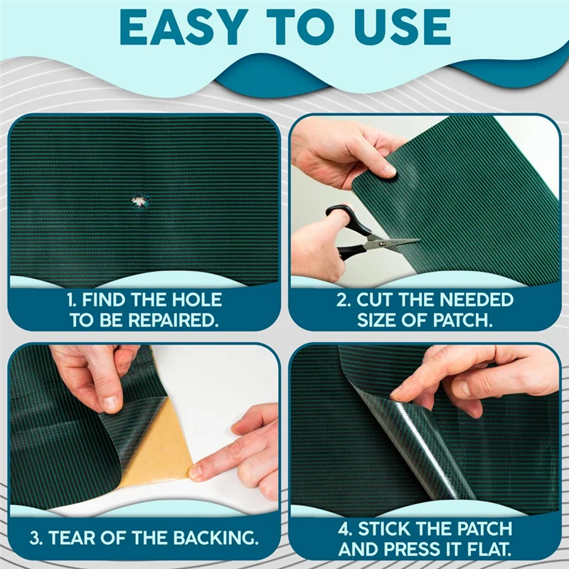 

Ремкомплект патчей для бассейна, 2 рулона, 8X40 дюймов, комплект патчей для защитной крышки бассейна, самоклеящийся, комплект для ремонта крышки бассейна, зеленый