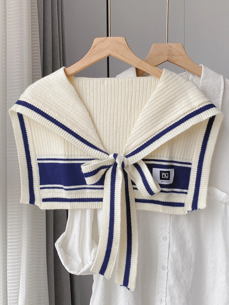

Spring Autumn Wool Blend Knitted Small awl Women's Faionable Versatile Travel oulder Wrap Korean Sle Fake Collar