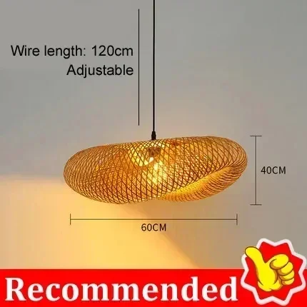 40-80cm Bamboe Weven LED Hanglamp Handgemaakte Vintage Home Opknoping Kroonluchter Lampenkap Eetkamer Woonkamer Indoor Armaturen