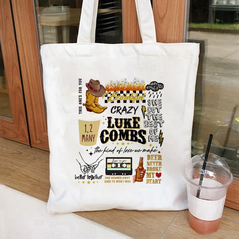 

Luke Combs The Kind of Love We Make Canvas Tote Bag Handbag Women's Leisure Large Capacity Shopping Harajuku Canvas Handbag