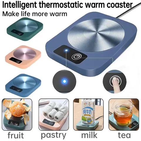 Hot selling 55 ℃ heated coaster, winter hot milk constant temperature coaster, tea heating mat, one click start, work from home