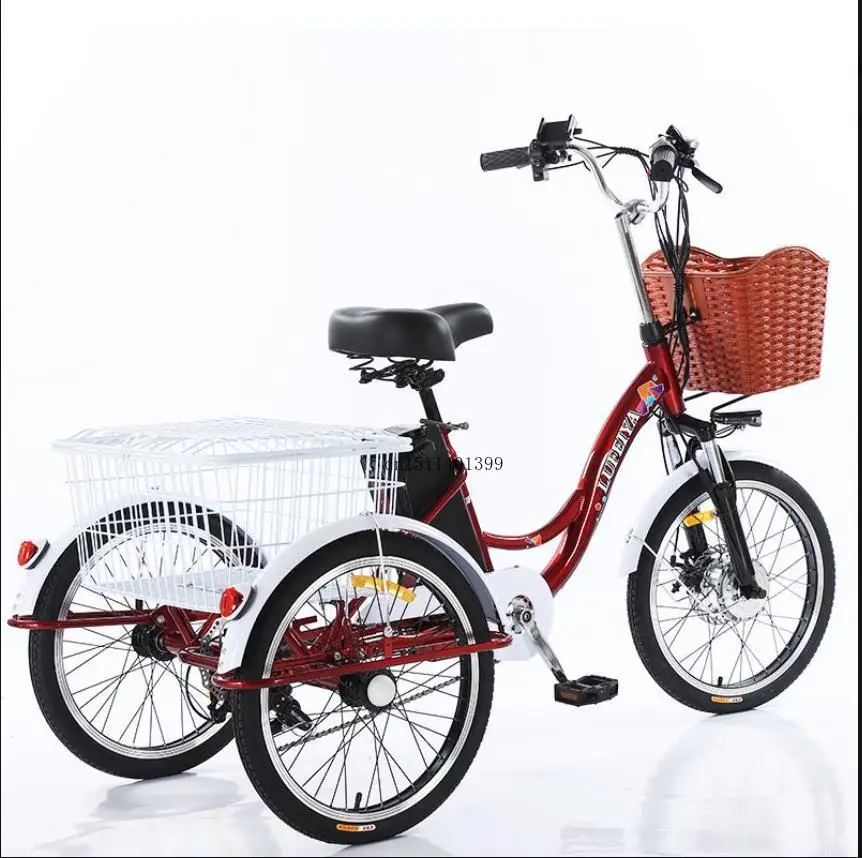 Electric Tricycle for Adults, Three Wheel Electric Bicycle, Cargo Bike, 350W, 12AH, 33kg,30-35km Loading, 150kg,20 inch