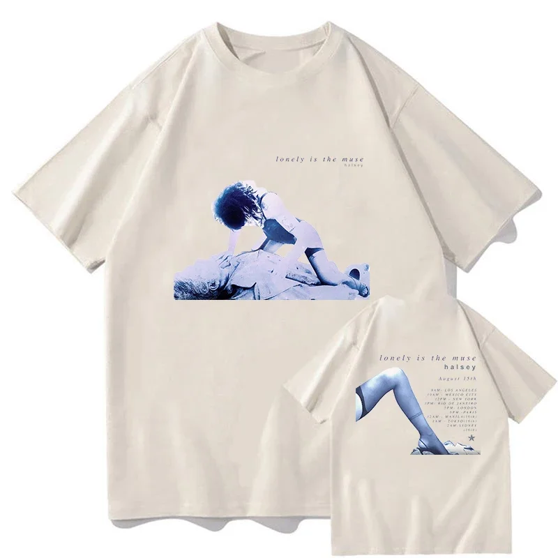 Summer Halsey Lonely Is The Muse Tee-shirt Short Sleeve Cotton O-neck T-shirt Camiseta Casual Hip Hop Tshirt Graphic Shirt Tops