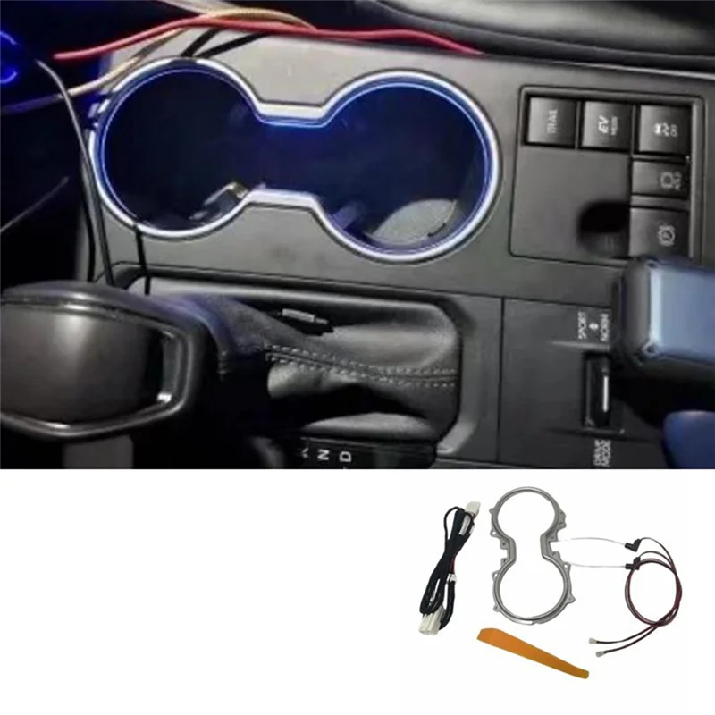 LED حامل الكأس ضوء الجليد الأزرق سيارة مصباح داخلي لتويوتا هايلاندر XU70 2020-2024 جو الإضاءة