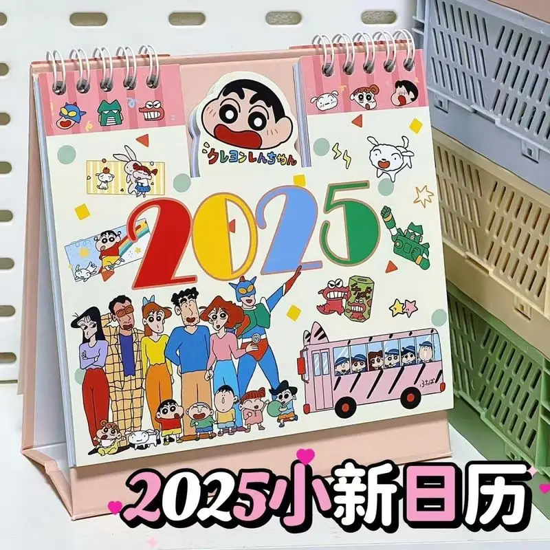 2025 Cute Cartoon Hellokitty Calendar Crayon Shin-chan Desktop Calendar Girl Student High-Looking Desktop Ornament