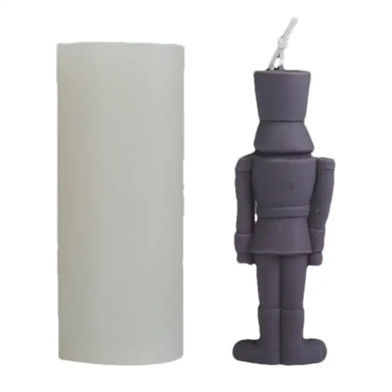 King-Shaped Candle Casting Mold Human-Shaped King Candle Making Silicone Mold Easily Unmold Nutcracker Statue Candle Mould For