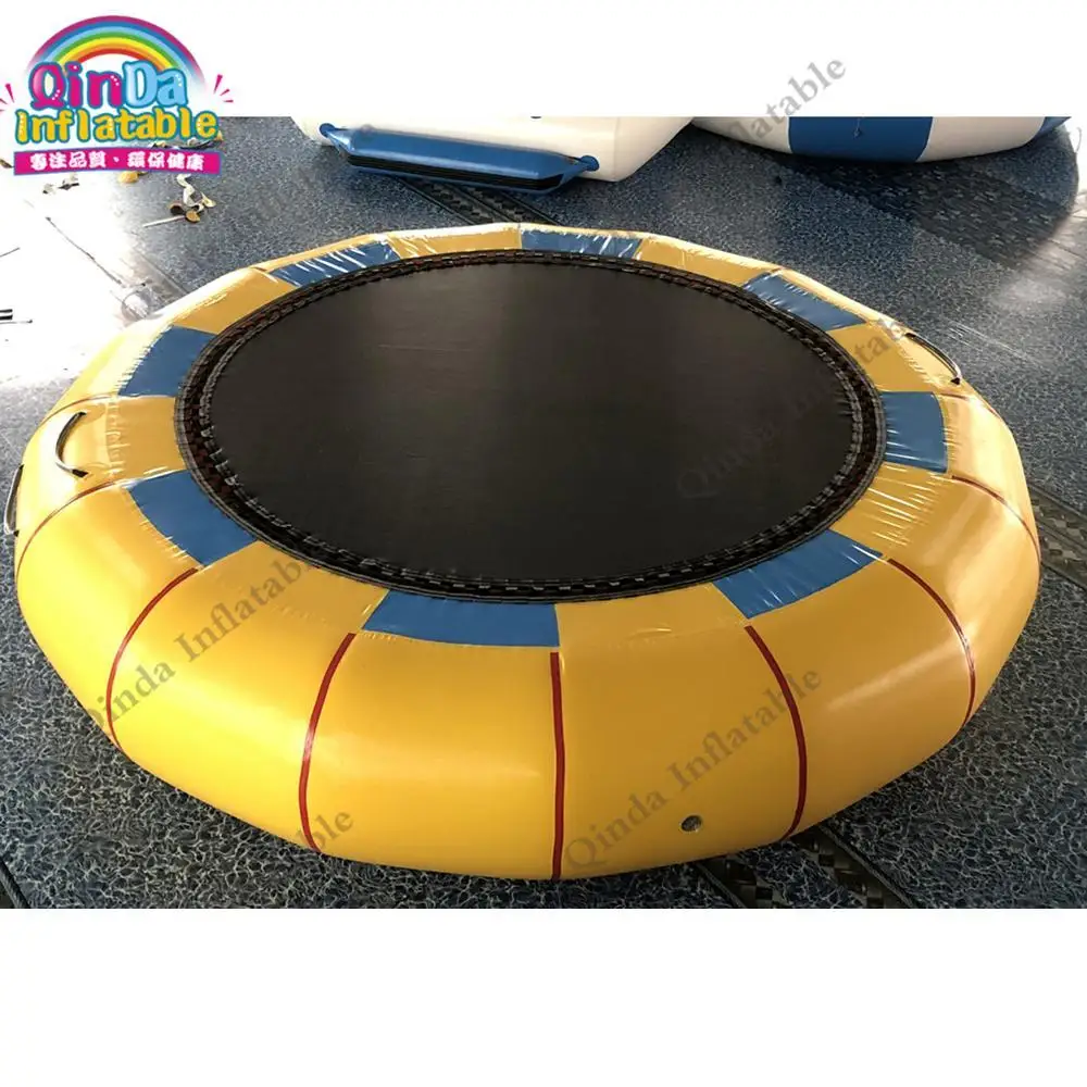 Pvc 0.9Mm Water Funny Toys Inflatable Water Trampoline,Yellow Inflatable Jumping Trampoline For Aqua Park