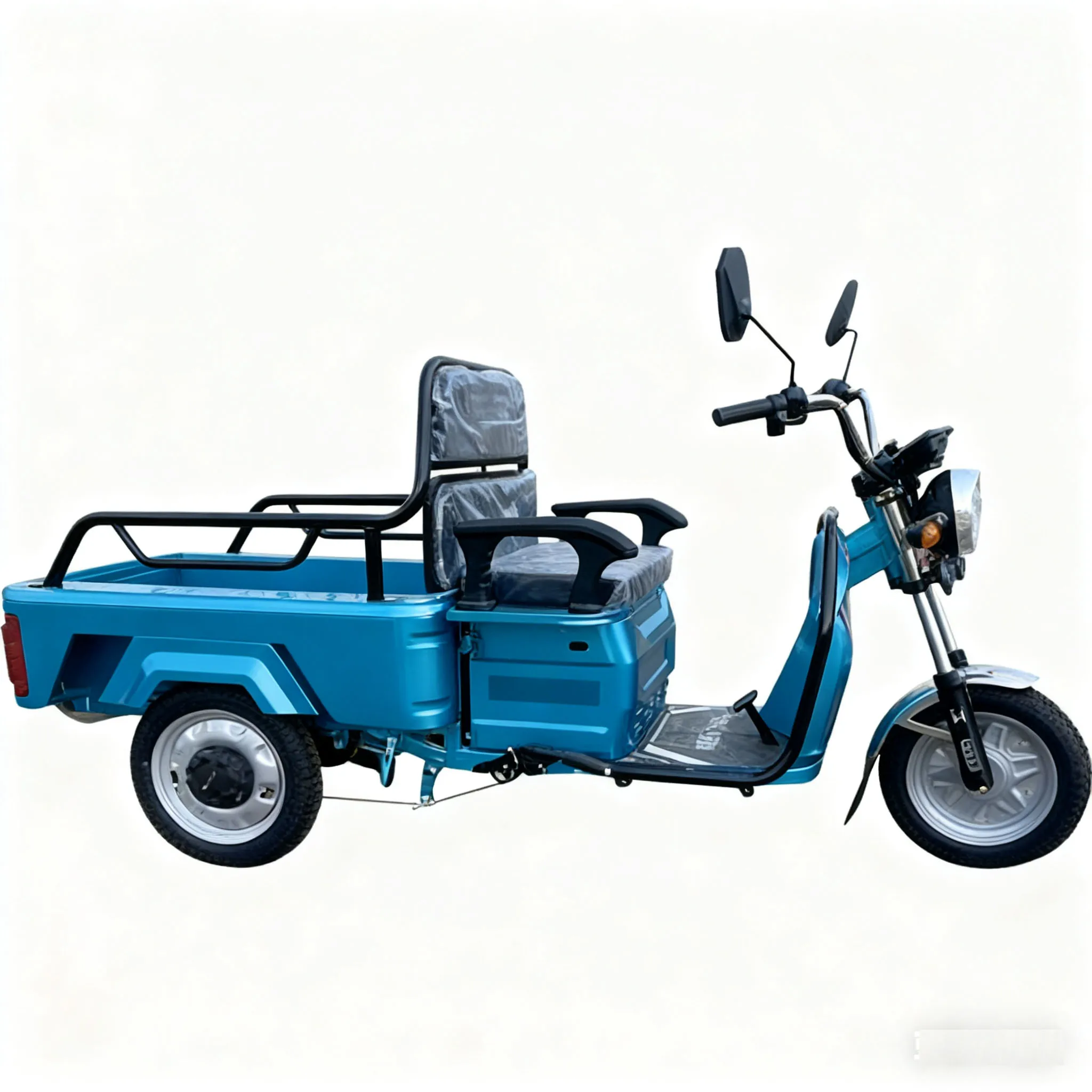 Durable 48v 500W 1.1m Mini Electric Tricycles 3 Wheels 2 Seat Open Body Type for Passengers and Cargo