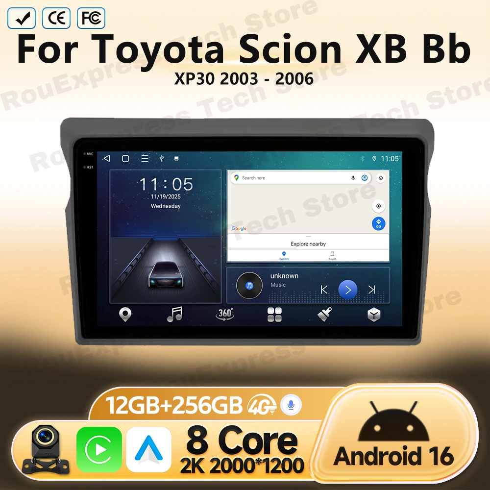 Car Radio For Toyota Scion XB Bb XP30 2003 2004 2005 2006 Multimedia Video Player GPS Navigation Android WIFI Head Unit No DVD