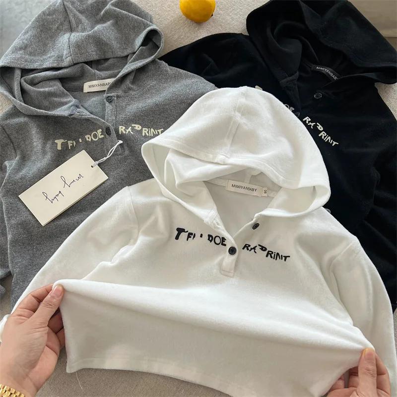 

Детская толстовка, осень-зима 2022, новинка 202, толстовка с капюшоном и надписью для мальчиков и девочек, детская универсальная повседневная толстовка с капюшоном