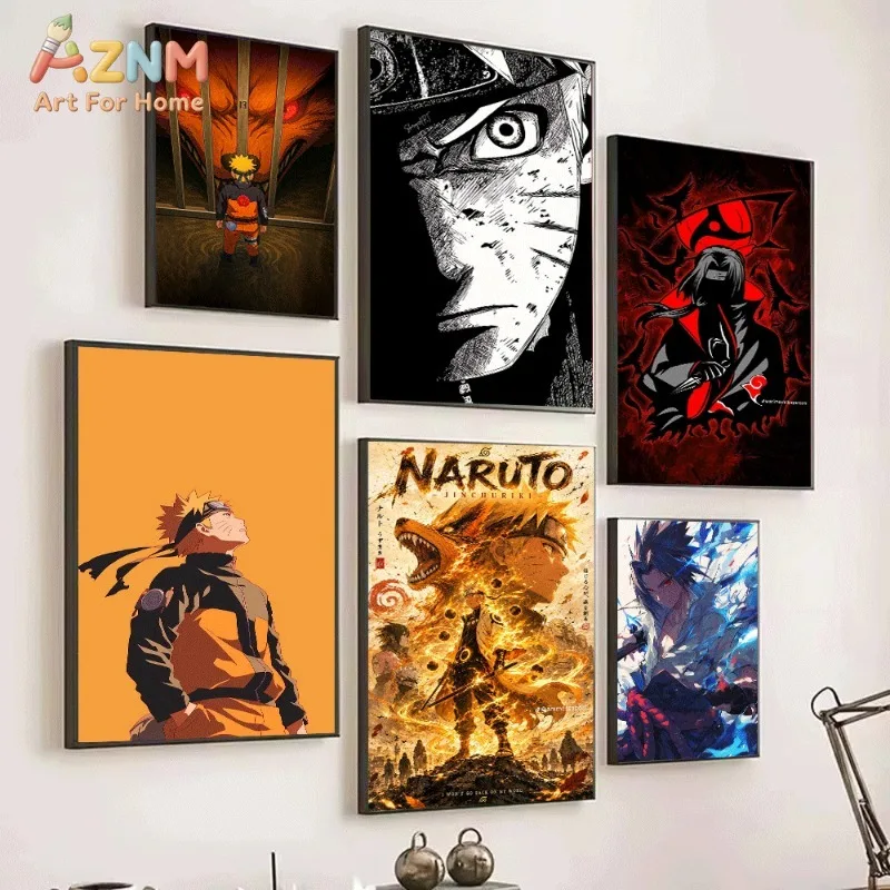 Naruto Canvas Wall Art Naruto Kurama Cage Scene Anime Print Ninja Character Collage For Teen Boys Bedroom Gaming Dorm Unframed
