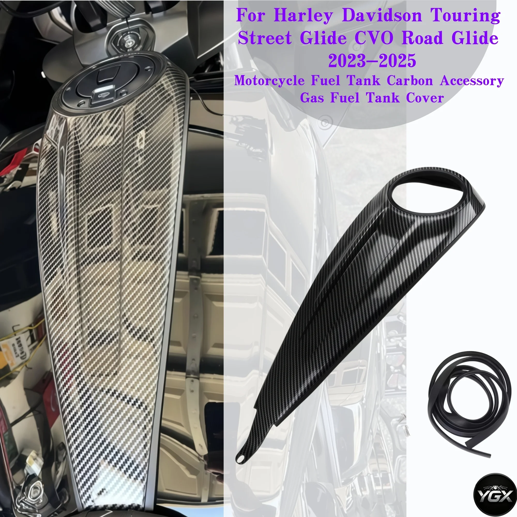 Motorcycle Fuel Tank Carbon Accessory Gas Fuel Tank Cover For Harley Davidson Touring Street Glide CVO Road Glide 2023-2025