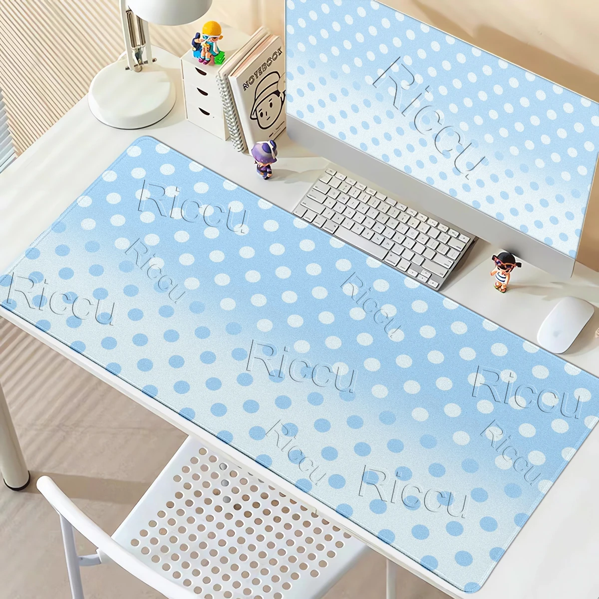 

Blue White Polka Dot Large Mouse Pad Gaming XXL PC Extended Desk Mat Cute Spot Table Decor for Home Office Accessories Playpad