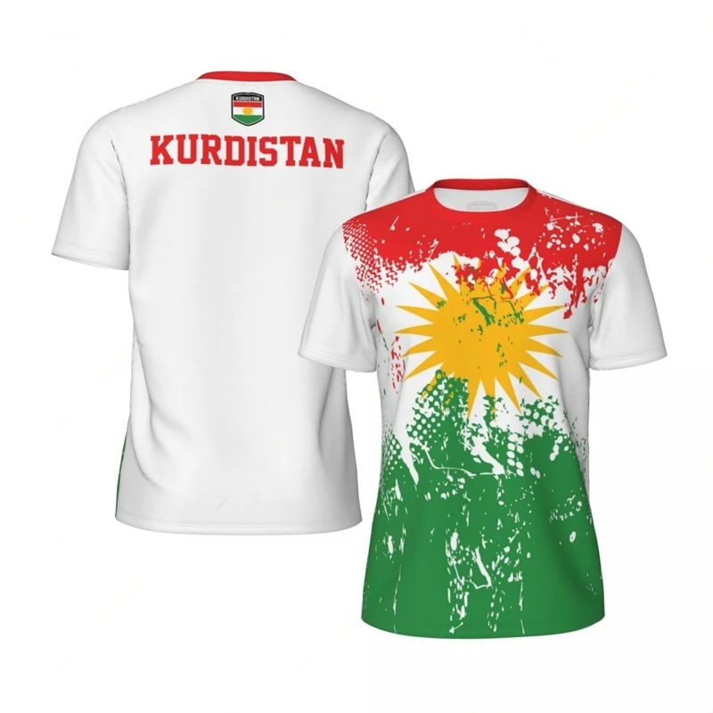 Kurdistan Flag Graphic Mens Football Jersey Fashion National Emblem 3D Printed Sports T Shirt Casual Oversized Breathable Tees