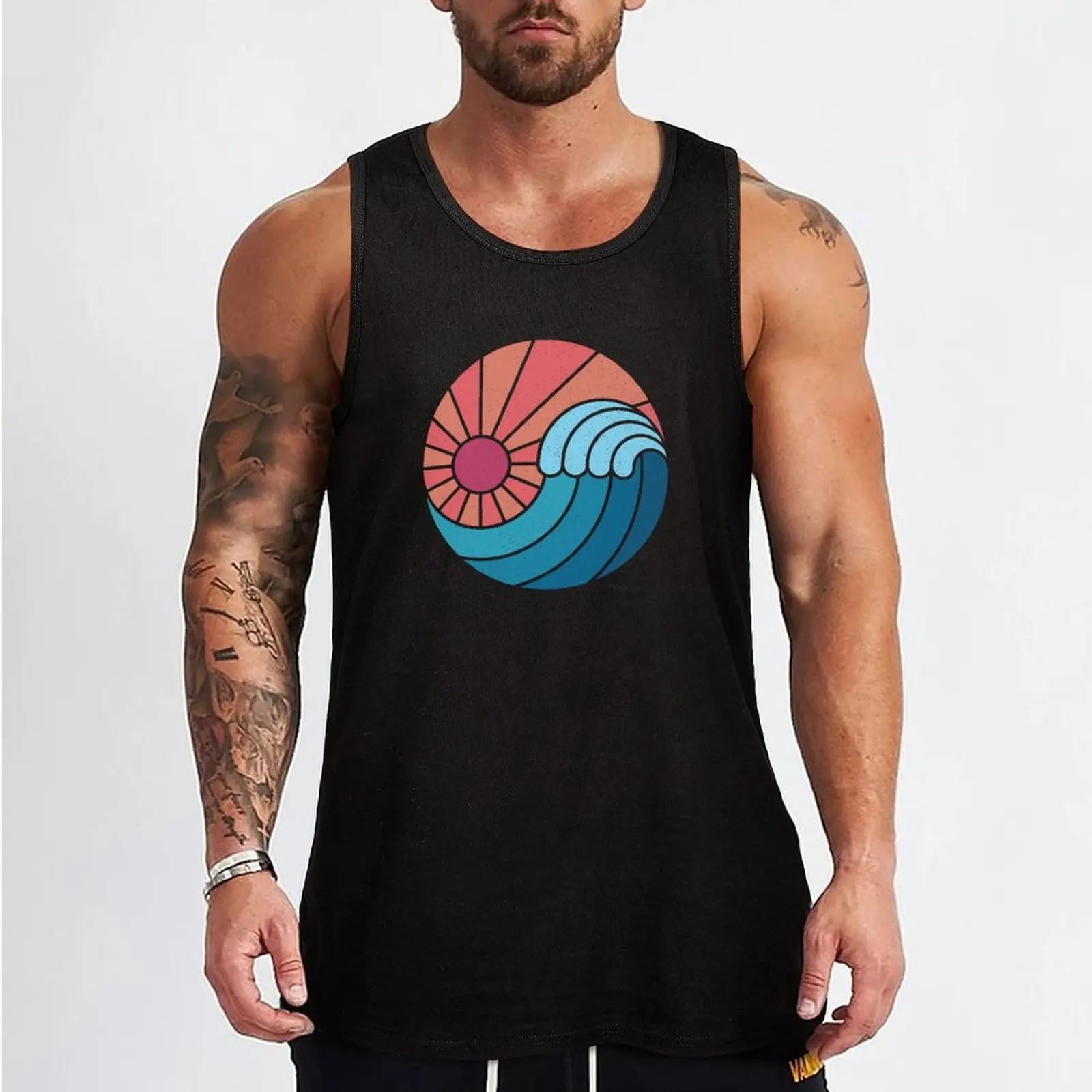 Sun & Sea-Camiseta sin mangas para hombre, camisa de gimnasio, chaleco de verano