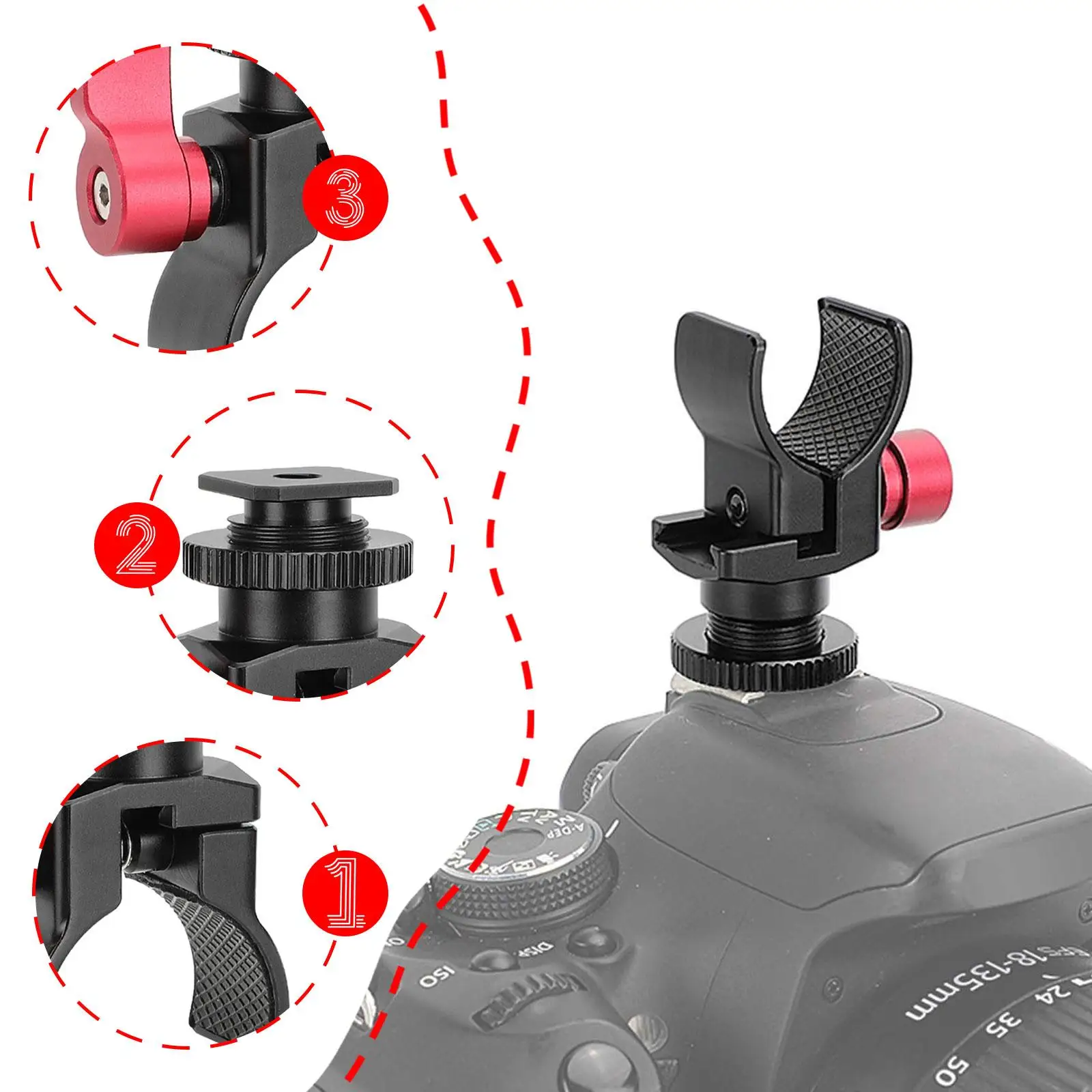 Hot Shoe Microphone Holder Lightweight Compact Easy to Install Portable Convenient Camera Attachment Mount Adapter Mic Holder